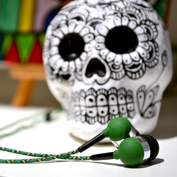 Green Earbuds with Microphone & Remote Control