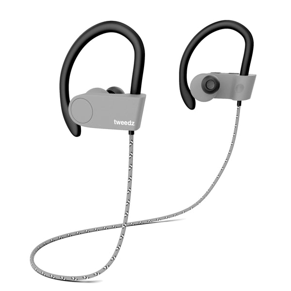 Tweedz Sport - Durable Bluetooth Earbuds with Runner's Earhook (Grey)