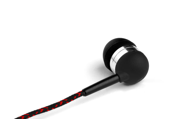 Black & Red Earbuds with Microphone & Remote Control