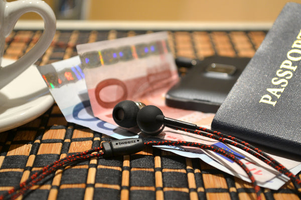 Black & Red Earbuds with Microphone & Remote Control
