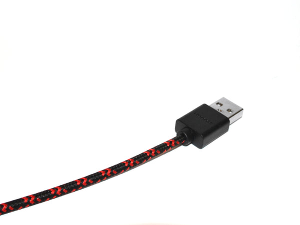 Black & Red Braided MicroUSB to USB Cable & Wall Charger