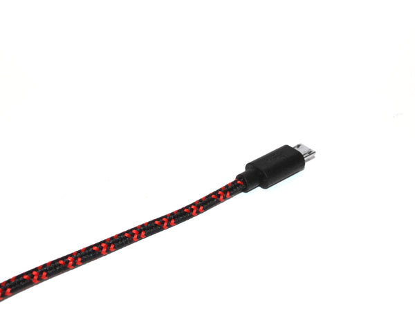 Black & Red Braided MicroUSB to USB Cable & Wall Charger