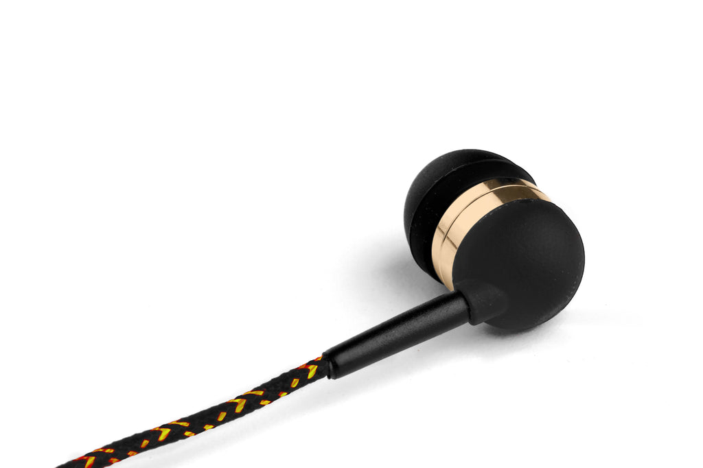 Black & Gold Earbuds with Microphone & Remote Control