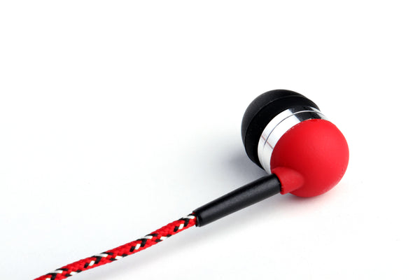 Red & White Braided Earbuds