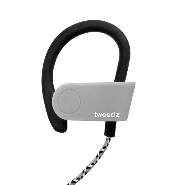 Tweedz Sport - Durable Bluetooth Earbuds with Runner's Earhook (Grey)